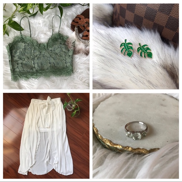 🎉HP🎉 [boutique] sage green lace crop cami - Picture 2 of 6